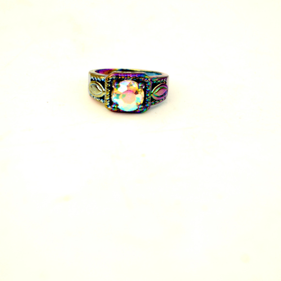 AB Aurora Crystal 18KT Rainbow GF Ring size 8 - Picture 3 of 4